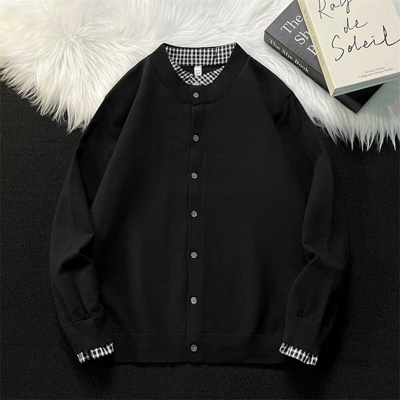 假两件针织开衫男女韩版潮流宽松百搭2025秋冬ins毛衣MZ876-P76，男装针织衫/毛衣，星座412-3