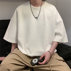 T133/特P20新款男士华夫格短袖t恤男款百搭个性上衣宽松半袖体恤，男装T恤，电商基地A050