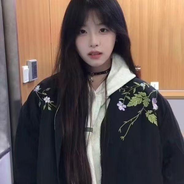 1506-1/JFF8541/P41美式复古街头花卉图案夹克潮牌棒球男女,男装夹克,星座1506-1