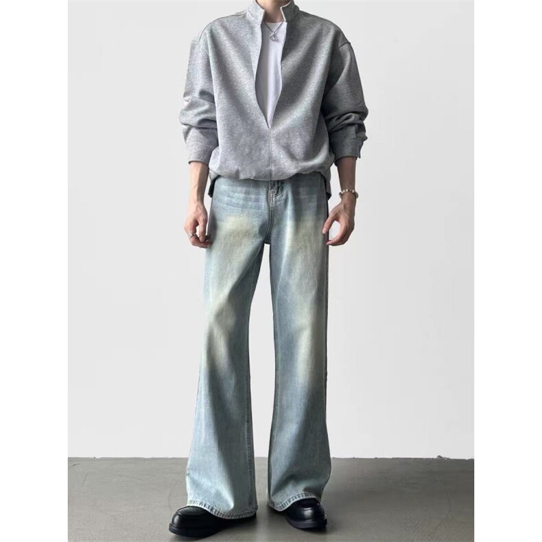 1506/QA4080/P48初春美式复古做旧猫须水洗百搭休闲显高显瘦长裤，男装休闲裤，星座1506