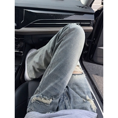 B221美式ins高街暗黑宽松直筒破洞牛仔裤LK25478-特P45控78，男装牛仔裤，电商B221