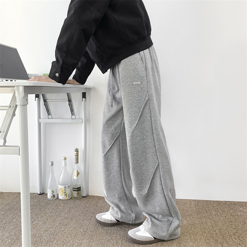 65%棉设计感拼接卫裤男长裤直筒常规特P45加绒50控7888，男装休闲裤，电商D205