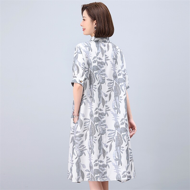 莱赛尔天丝亚麻连衣裙2025新款夏季穿搭宽松大码显瘦气质妈妈裙子,女装连衣裙,独衣靓