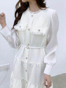 小香风粗花呢拼接连衣裙，女装连衣裙，凯宝莉