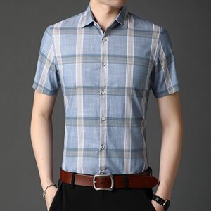 C653 2021年夏季新款男式短袖衬衫男商务休闲高端男装P60图片