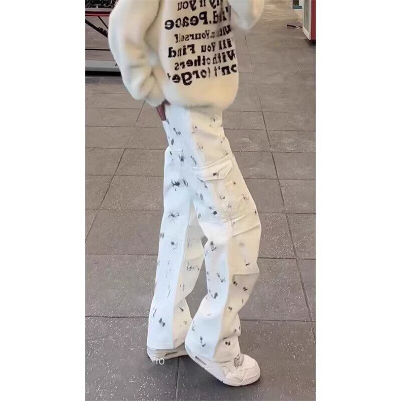 现货夏季薄款漆点裤子美式高街微喇伞兵工装裤K3052/P50,男装工装外套,星座205-3