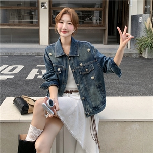 复古美式牛仔短外套女春秋2025超火好看高级小众休闲减龄夹克上衣图片