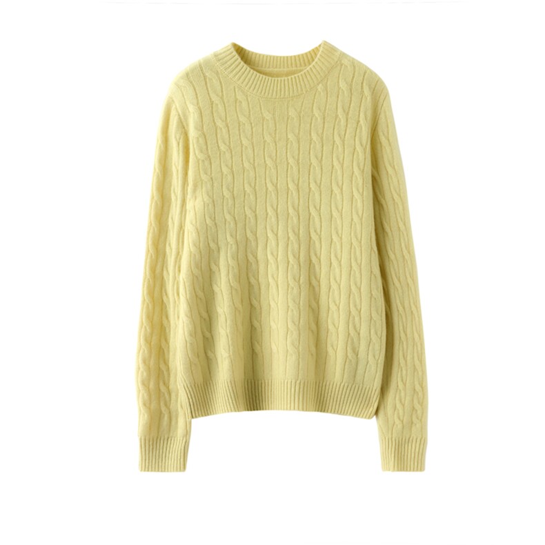 圆领螺纹羊绒衫女2024年秋冬新款宽松显瘦长袖，女装羊绒衫，温达纯山羊绒