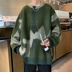 美式复古撞色毛衣男秋冬季学生街头慵懒风小众设计针织衫ins潮，男装针织衫/毛衣，星座716-3