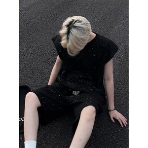 抖音得物超高品质 支持退换 宽松纯棉满天星背心无袖T恤套装特P40图片