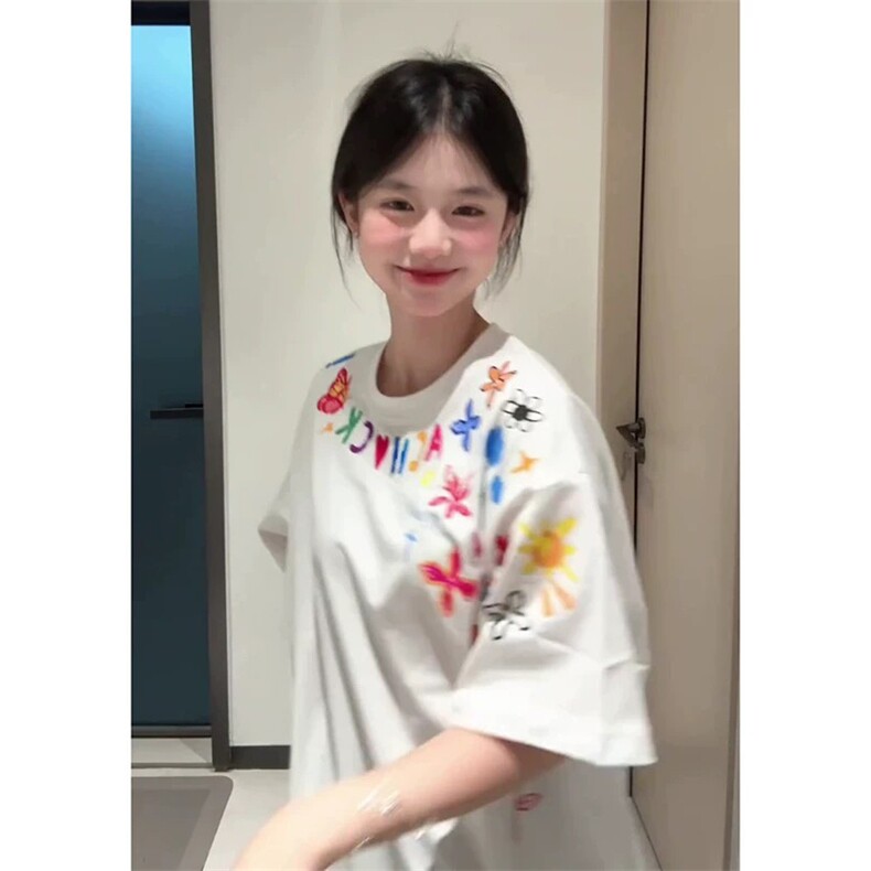 网图有货美式创意卡通涂鸦印花短袖T恤男女情侣宽松上衣A472-P25,男装T恤,星座1505