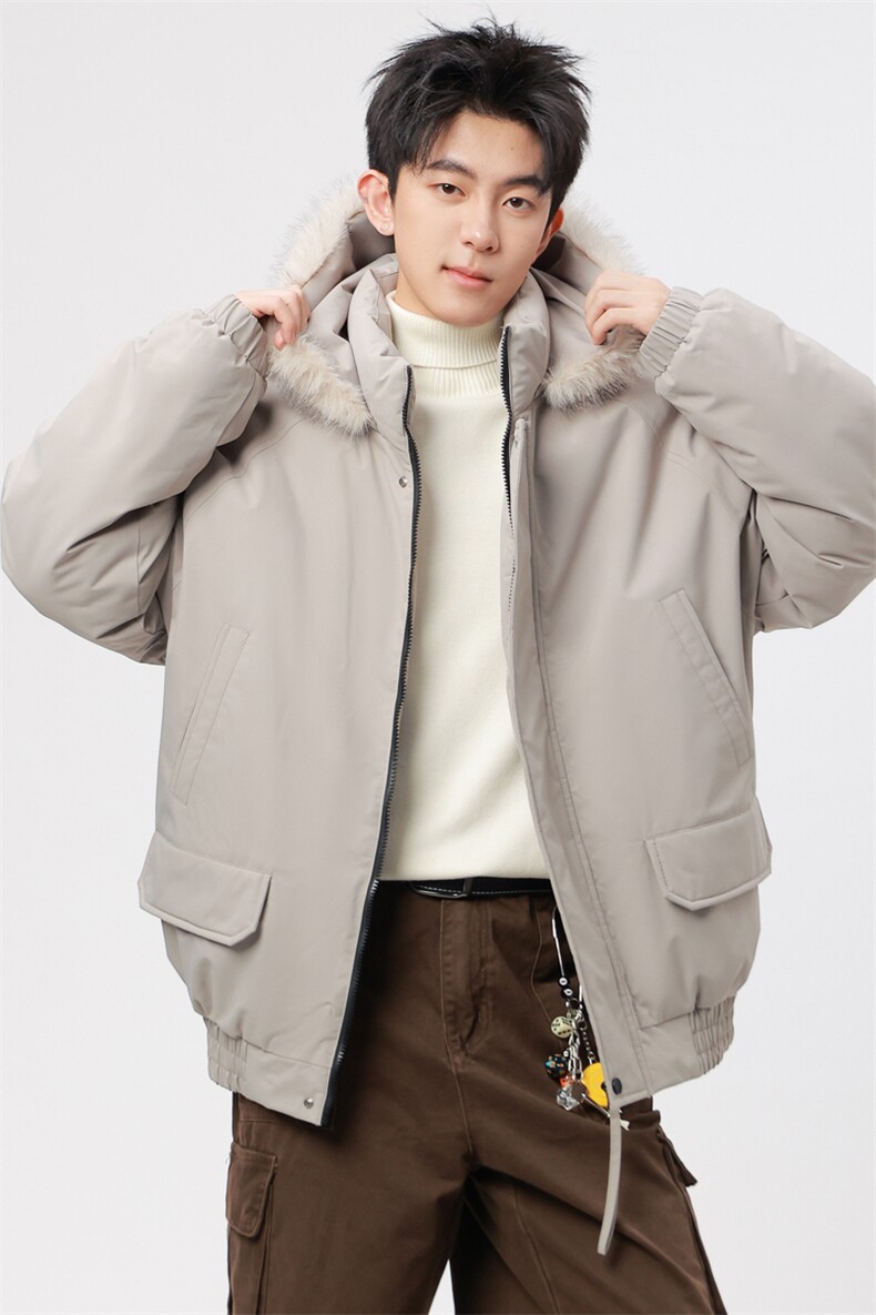 自家图有视频复古加绒毛领外套棉衣新款连帽派克棉服M2572p95,男装棉衣,电商D315