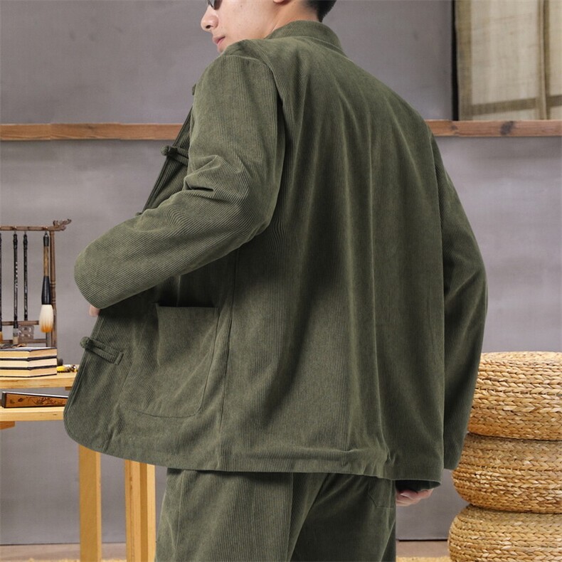 男士外套灯芯绒夹克盘扣立领唐装风XZ1512-2501单夹克-P70,男装夹克,星座1512