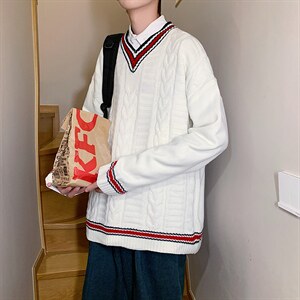 毛衣V领休闲宽松上衣男时尚青年2024秋冬新款A161-2-M2050-P65,男装针织衫/毛衣,电商A161-2