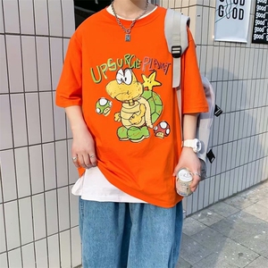2021新款韩INS暗黑卡通印花圆领宽松短袖T恤情侣W225-P26图片
