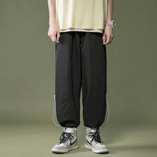2023夏季新款港风中性风宽松大码冰感透气束脚休闲裤1537-P35，男装休闲裤，星座914-3