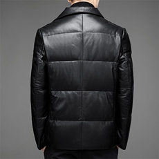DLSN22071羽绒皮衣男头层绵羊皮白鸭绒羽绒服皮风衣P1300，男装皮衣，电商B360