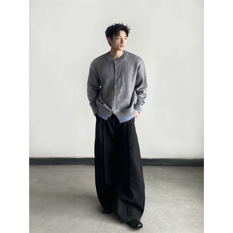 美式复古学院风假针织家两件vintage开衫毛衣秋冬男女松弛针织衫,男装针织衫/毛衣,星座506A