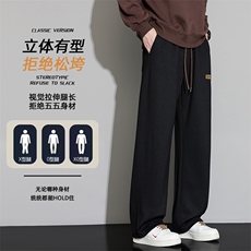 休闲裤子男士秋季2025新款宽松直筒卫裤百搭阔腿长裤Z6915-P40，男装休闲裤，星座610（原A335）