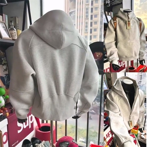 抖音得物高品质二开 26春装重磅宽松结构拉链设计高领连帽卫衣W76图片