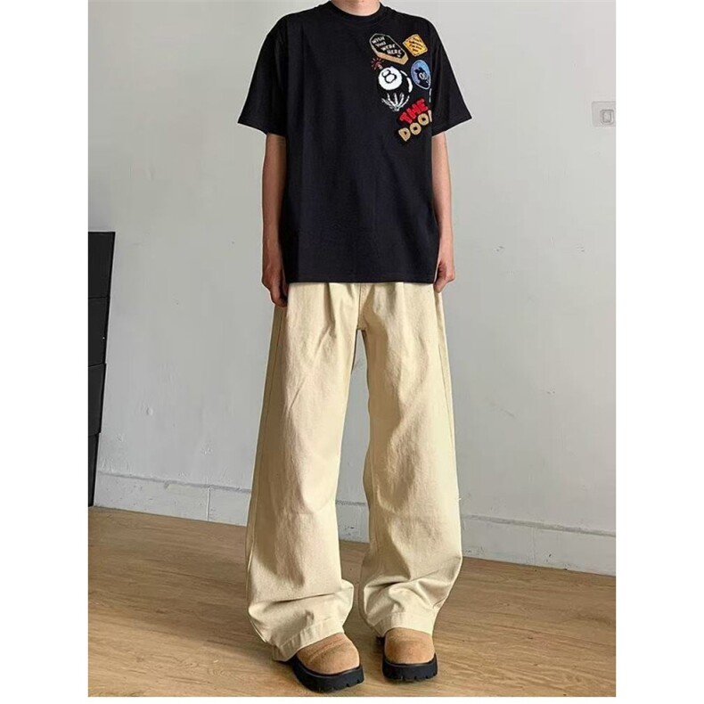 1506/Q4570/P44美式街头徽章植绒刺绣T恤情侣重磅夏季新款短袖,男装T恤,星座1506