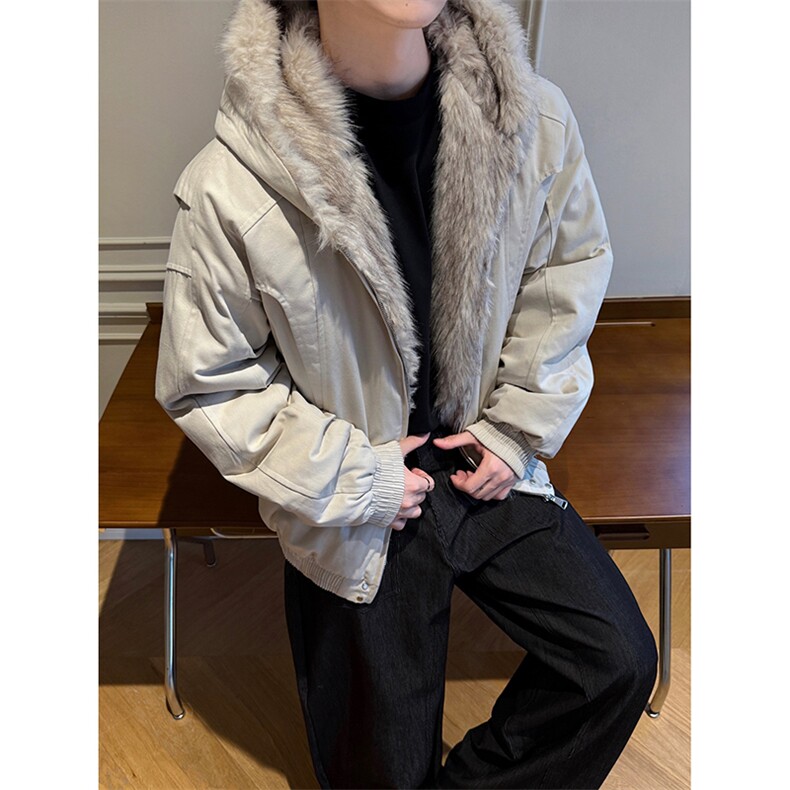 现货高品质美式高街冬季重磅硬挺短款座山雕毛领棉衣男女加厚外套,男装棉衣,电商A486-1
