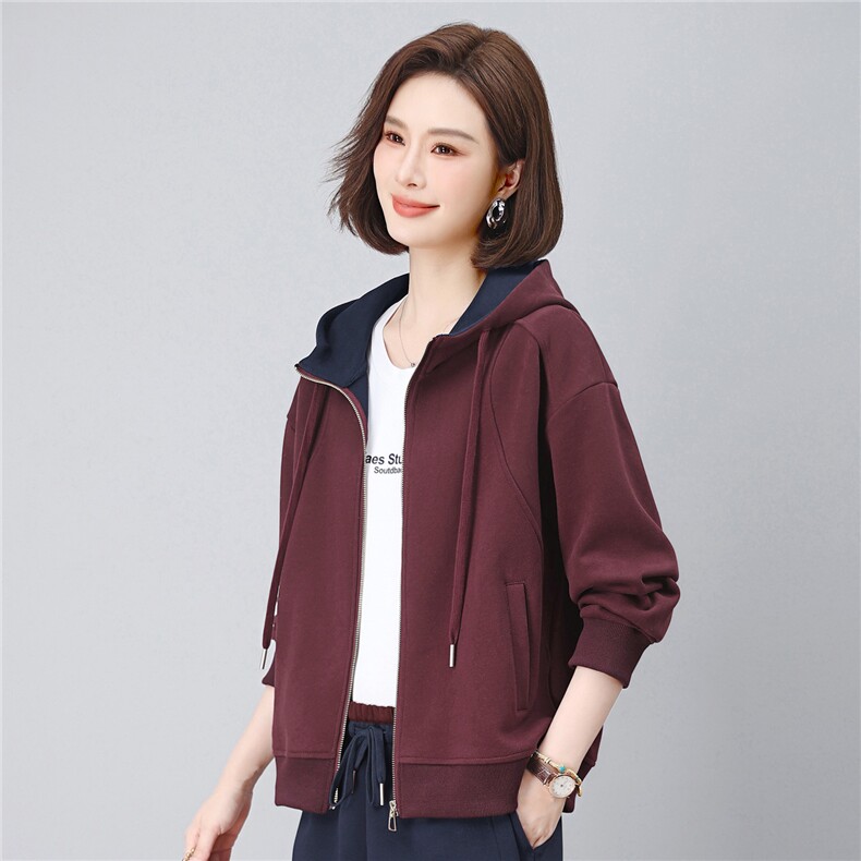 长期有大货卫衣开衫外套女2026春秋宽松连帽显瘦气质短外套上衣,女装卫衣/绒衫,璐依舞