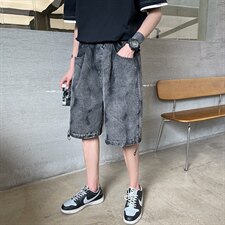 2025夏季新款时尚牛仔五分裤潮流宽松休闲短裤A125-DK12-P38，男装牛仔裤，电商A125