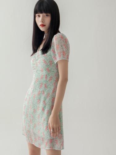 【】收腰碎花连衣裙2012X3230,女装连衣裙,parfum labo