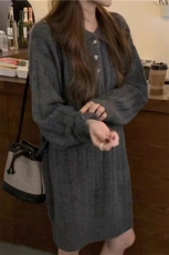 时尚百搭宽松显瘦中长款羊毛衫连衣裙女秋冬新款韩版气质打底裙，女装羊毛衫，泰沅羊绒
