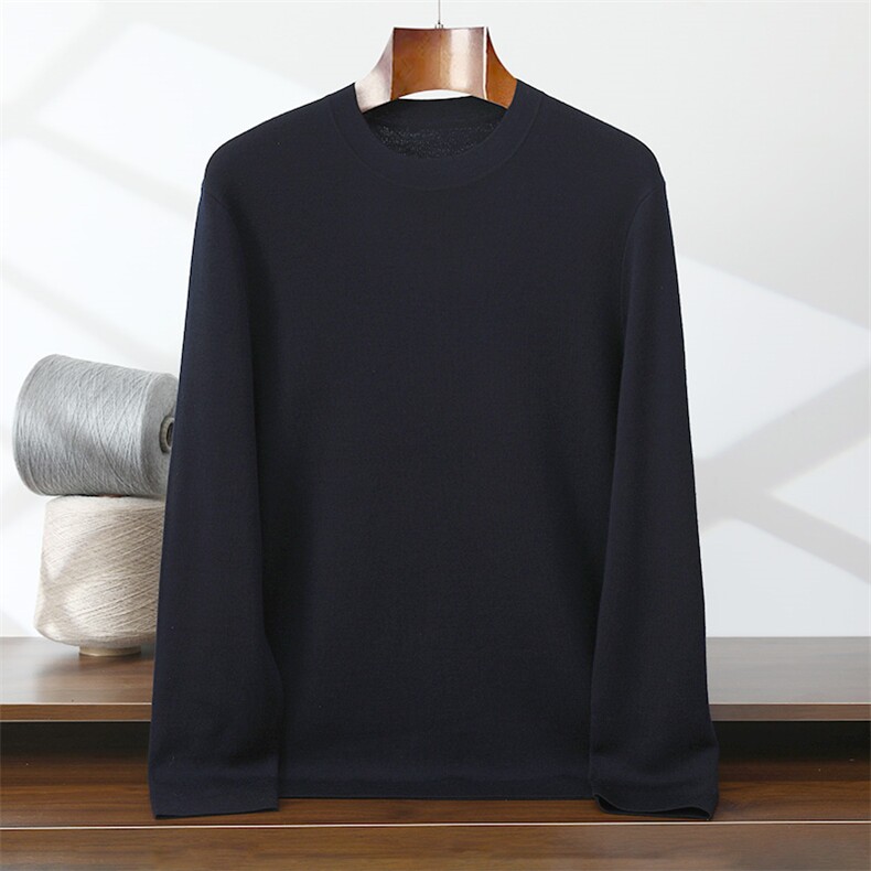 秋冬新款保暖圆领青年经典早秋百搭亲肤羊毛衫男装，男装羊毛衫，清联羊绒