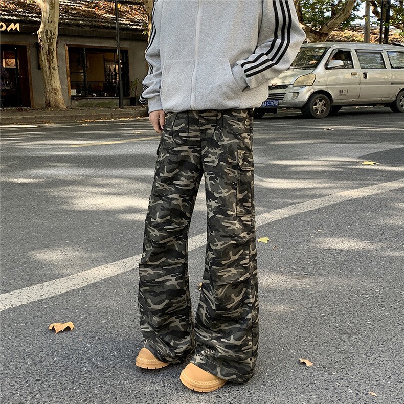 美式复古工装牛仔迷彩裤男女运动休闲情侣宽松直筒长裤K402-P52,男装休闲裤,星座308B-2
