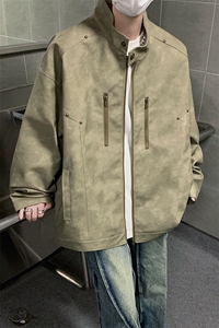 港风高街痞帅男装外套美式短款潮牌工装皮衣夹克DSA157B-J193-P95图片