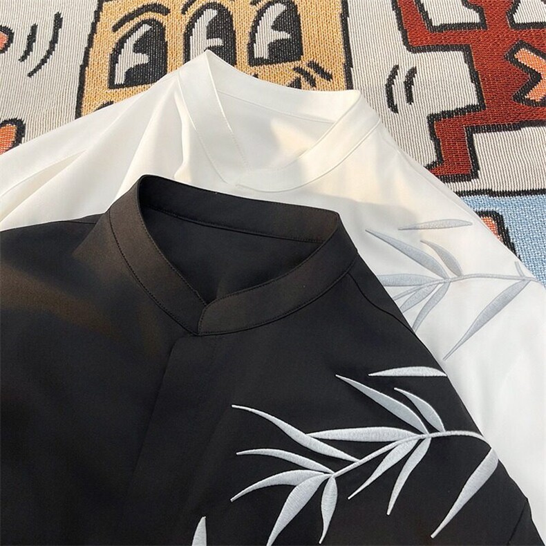 风夏款男立领冰丝衬衫树枝新中式衬衫CS151P38,男装衬衫,星座1013-1