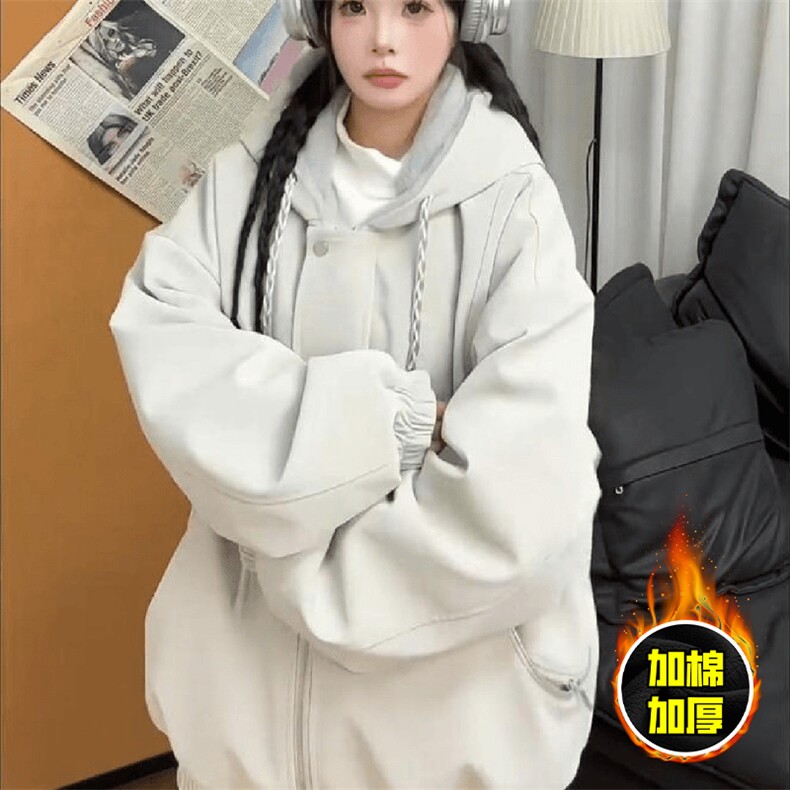 现货高品质美式高街重磅座山雕连帽pu皮棉衣男女加厚毛毛绒冬外套，男装皮衣，电商A486