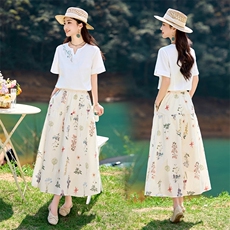 稀有RARE自制植物花朵系列半裙法式甜美清新半身裙女百搭中长裙，女装半身裙，倪叶myz