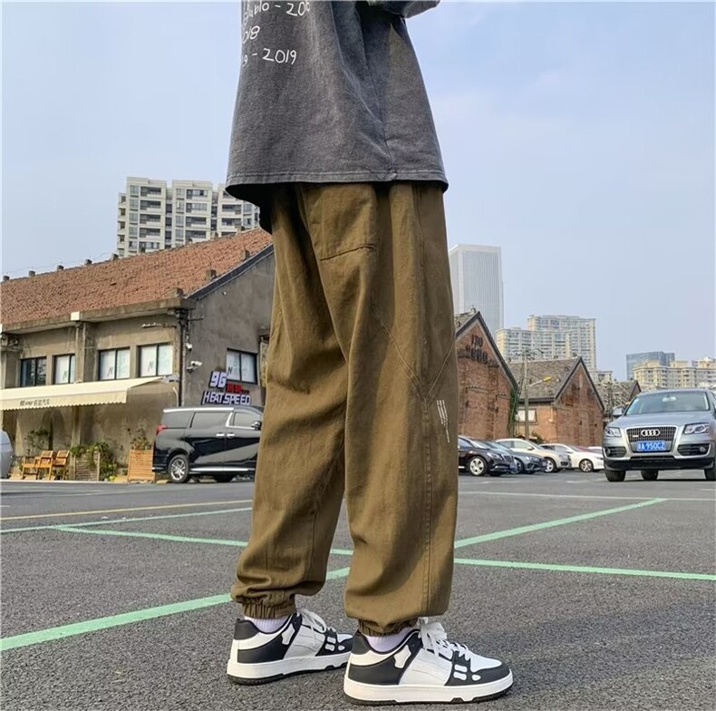 新款春秋宽松日系复古束脚工装裤男士运动休闲长裤子GK628-p40,男装工装外套,星座1008-1