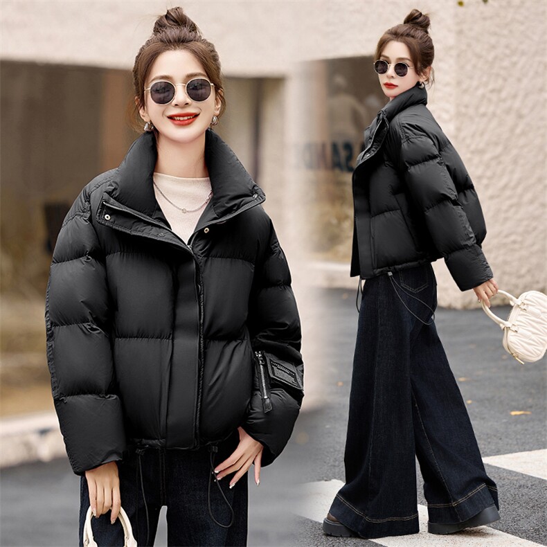 玫红色时尚显白羽绒服女2024冬季新款小个子加厚白鸭绒面包服外套,女装羽绒服,艾仟回(原伊仟回)