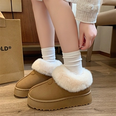 X4432-95加绒雪地靴女2024冬季新款保暖休闲厚底增高棉鞋，女鞋长靴，星座1407-3