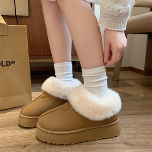 X4432-95加绒雪地靴女2024冬季新款保暖休闲厚底增高棉鞋图片
