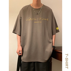 冰氧仿棉短袖港风暖光夏季休闲百搭字母印花男上衣TC3152-P22控48，男装T恤，星座717