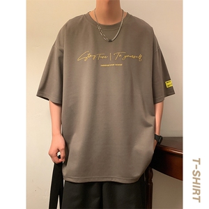 冰氧仿棉短袖港风暖光夏季休闲百搭字母印花男上衣TC3152-P22控48图片