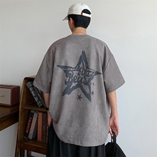 烧花麂皮绒T恤XY5516-TP20控价38夏季休闲宽松短袖T恤男体恤，男装T恤，电商A102-1
