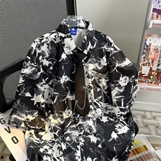 风夏款男短袖衬衫扎染印花衬衣送项链领带CS519P40，男装衬衫，星座1013-1