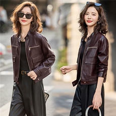 2025秋季新品时尚皮衣外套机车服，女装皮衣，1C078