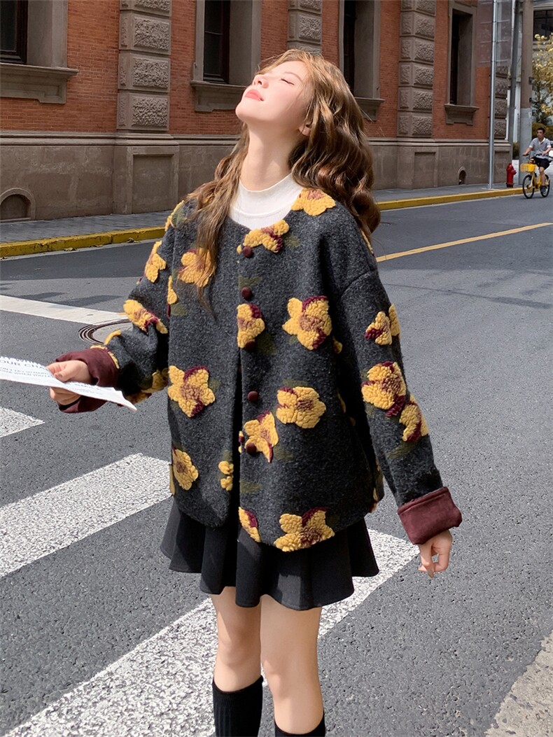 2025年冬季新款印花加厚摇粒绒羊羔毛外套2558款P180-K268,女装羊羔毛/颗粒绒,浙宝301