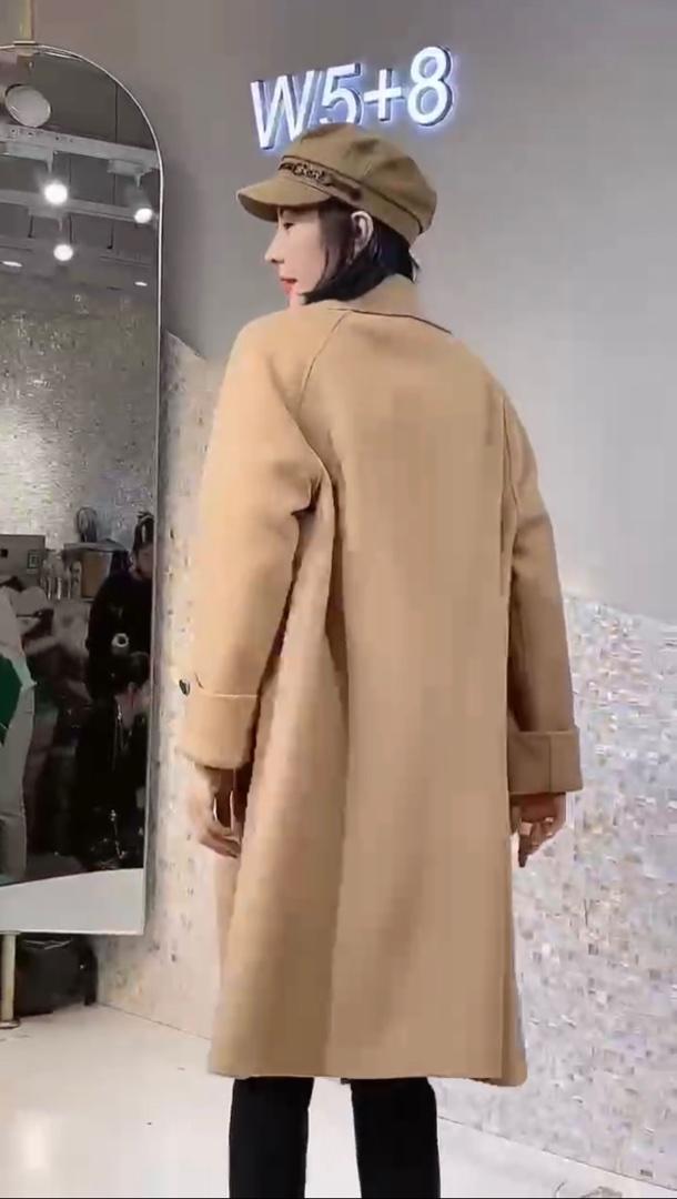 2021秋冬新款时尚潮流六粒扣A字版简约百搭百分百羊毛外套,女装其它,L·H·X