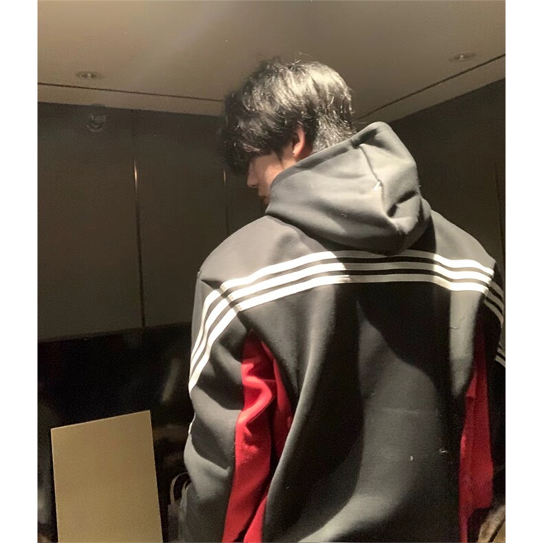 抖音得物高品质美式高街宽松结构潮流拼接织带连印花帽卫衣AW9601,男装卫衣,电商A443