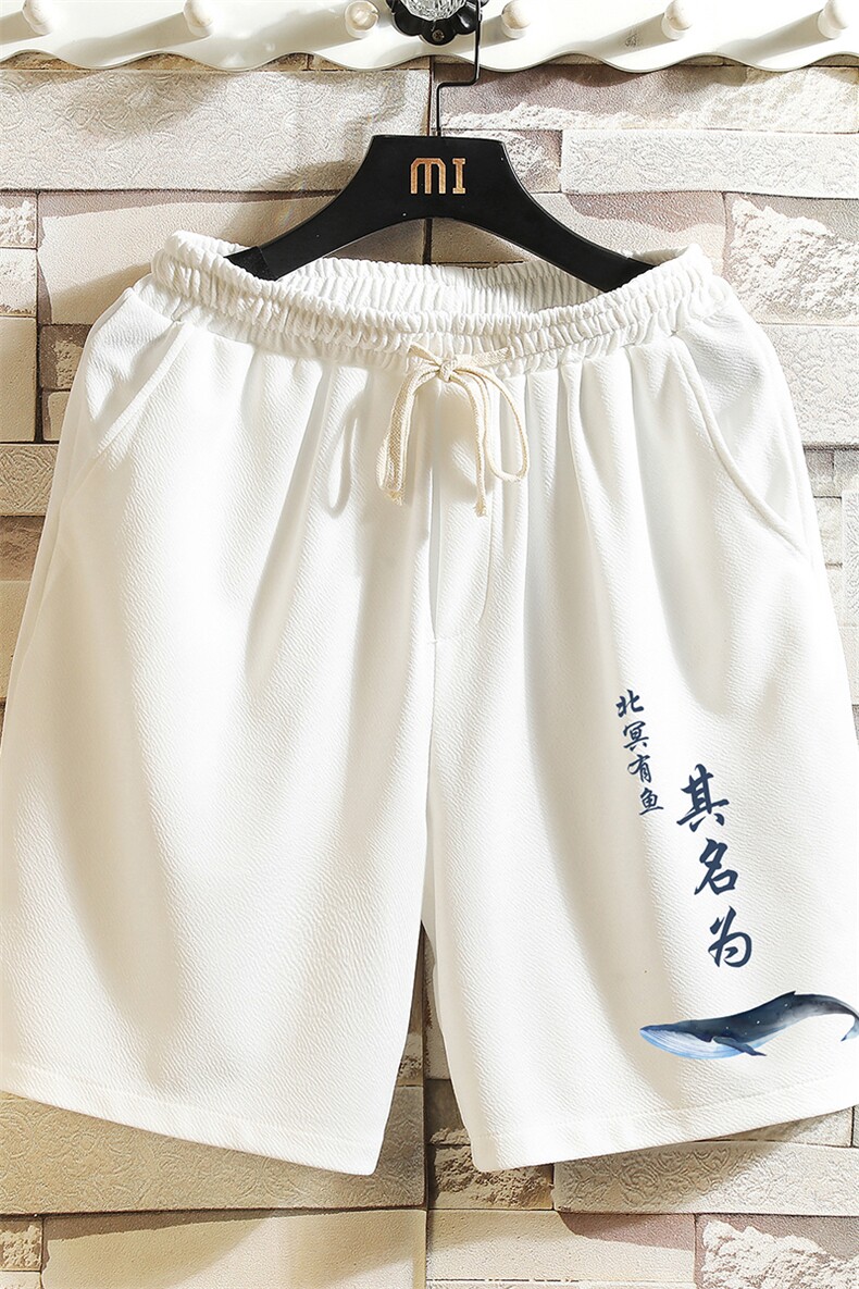 MK37261-P15冰丝短裤男士大码宽松休闲五分裤男运动中裤砖墙,男装休闲裤,电商A040A
