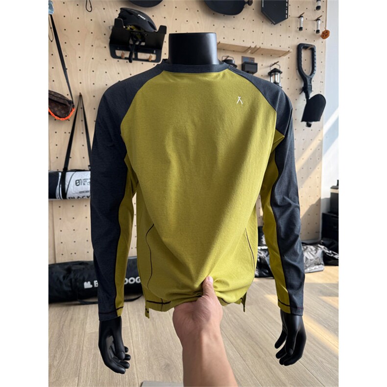 AA2109 P45内搭长袖t恤男款健身运动训练骑行服插肩袖拼色打底衫图片
